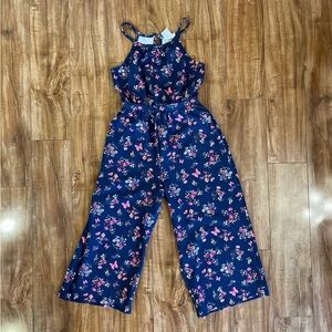 FOREVER ME Girls Floral Navy Jumper Sleeveless Elastic Waist Size 10